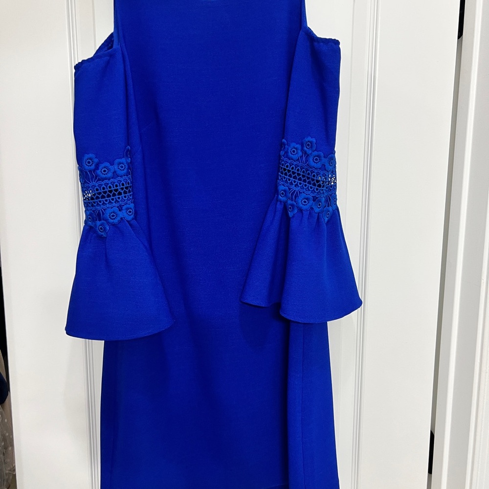 Elegant Blue Dress with Bell Sleeves